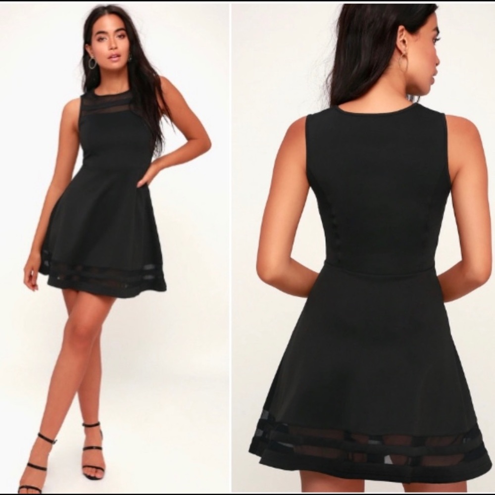 Lulus final stretch mesh fit flare skater dress